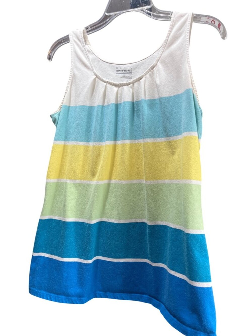 Colorful Striped Tank Top By Basic Editions In Size L/G Cotton Blend Sleeveless